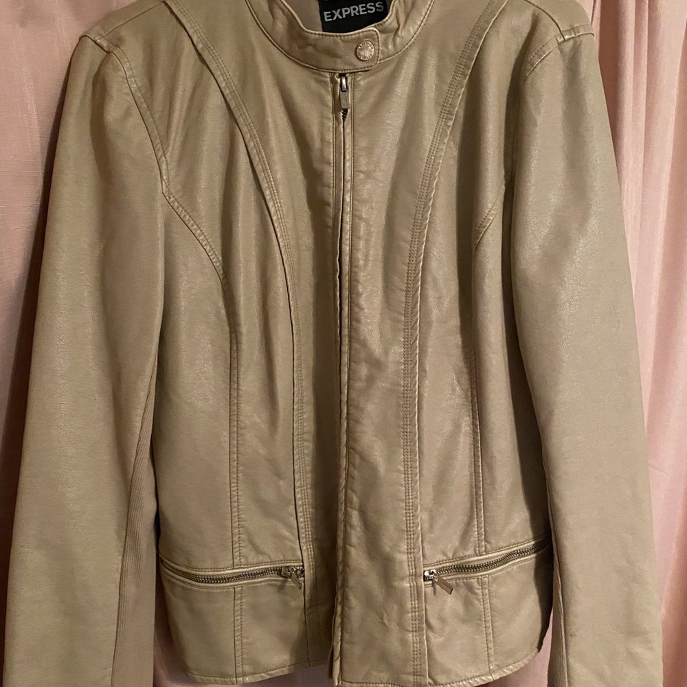 Express Faux Leather Tan Moto Jacket
